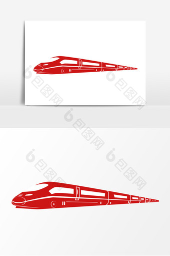 春运红色动车列车剪纸元素图片