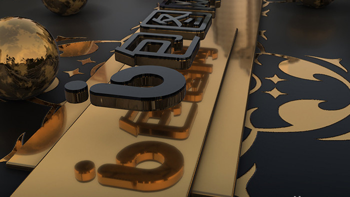 奢华黑金图案展示三维LOGO演绎AE模板