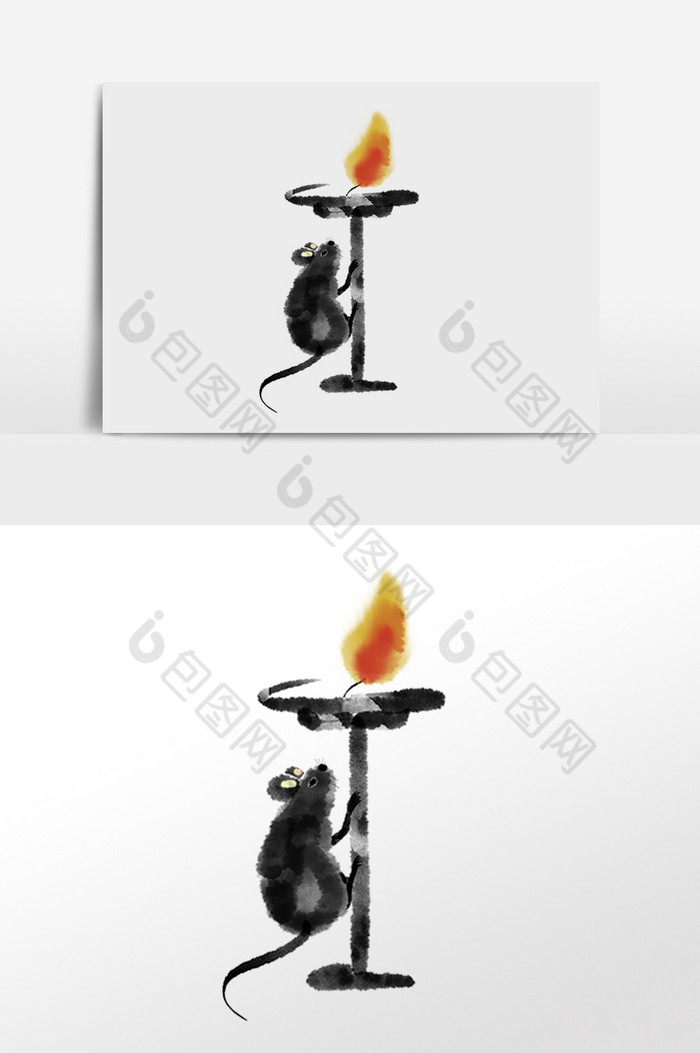 水墨老鼠上灯台图片图片