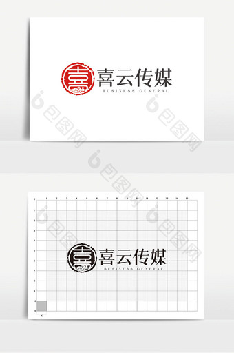 时尚简约喜字体传媒广告logoVI模板图片