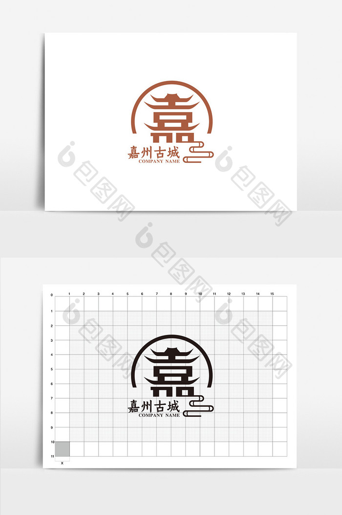 抽象古城VI标志logo设计