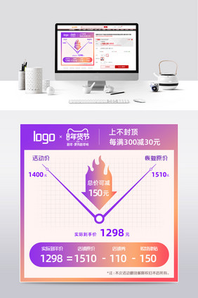 年货节主图大图直通车价格线打标电商模板