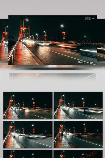 南昌地标建筑八一桥澄清色夜景车流延时图片
