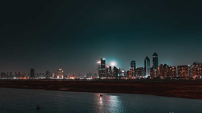 南昌赣江红谷滩风景夜景清澄色延时摄影实拍