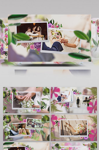 浪漫花朵婚礼婚庆相册展示PR模板图片
