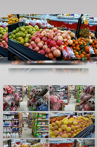VLOG实拍过年超市商场春节年货水果货架图片