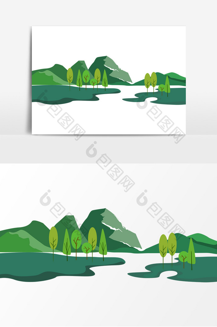 绿色手绘湿地装饰卡通元素