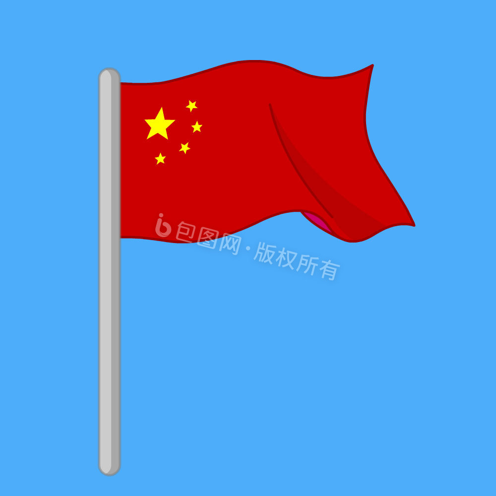 蓝天下的五星红旗飘扬动图gif