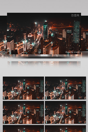 南昌市区延时高空俯拍城市清澄色夜景车流图片