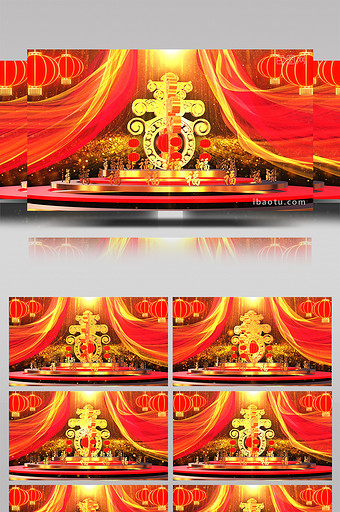 大气红金新春晚会舞台背景素材图片