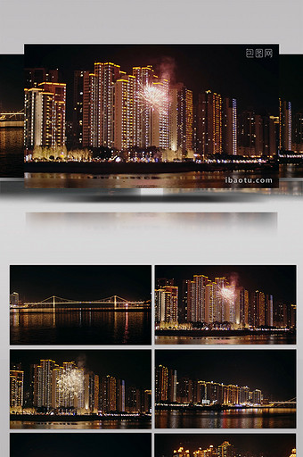 重庆万州长江游船上拍摄的长江沿岸夜景图片