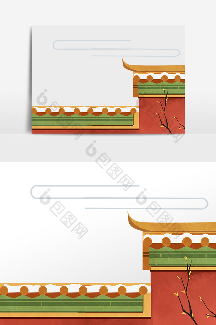 古建筑院墙屋檐建筑