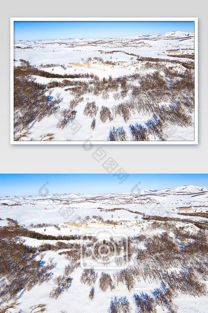 航拍大雪覆盖下的草原美景图片图片
