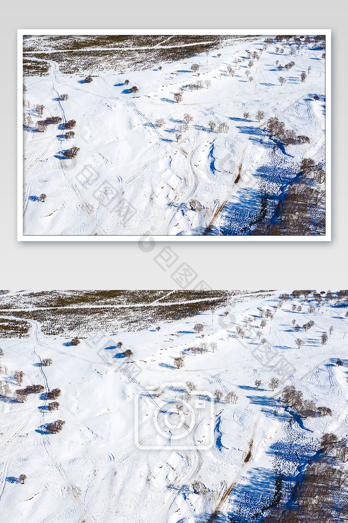 航拍冬季被雪覆盖的草原图片图片