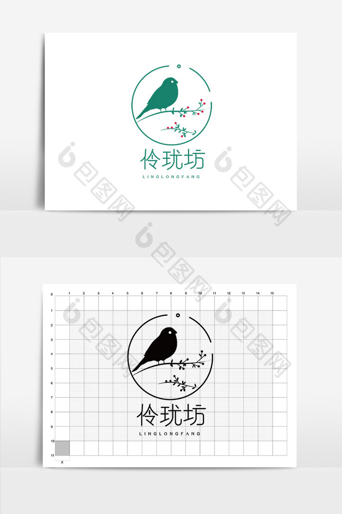 线条古风伶珑坊绣坊logo图片图片