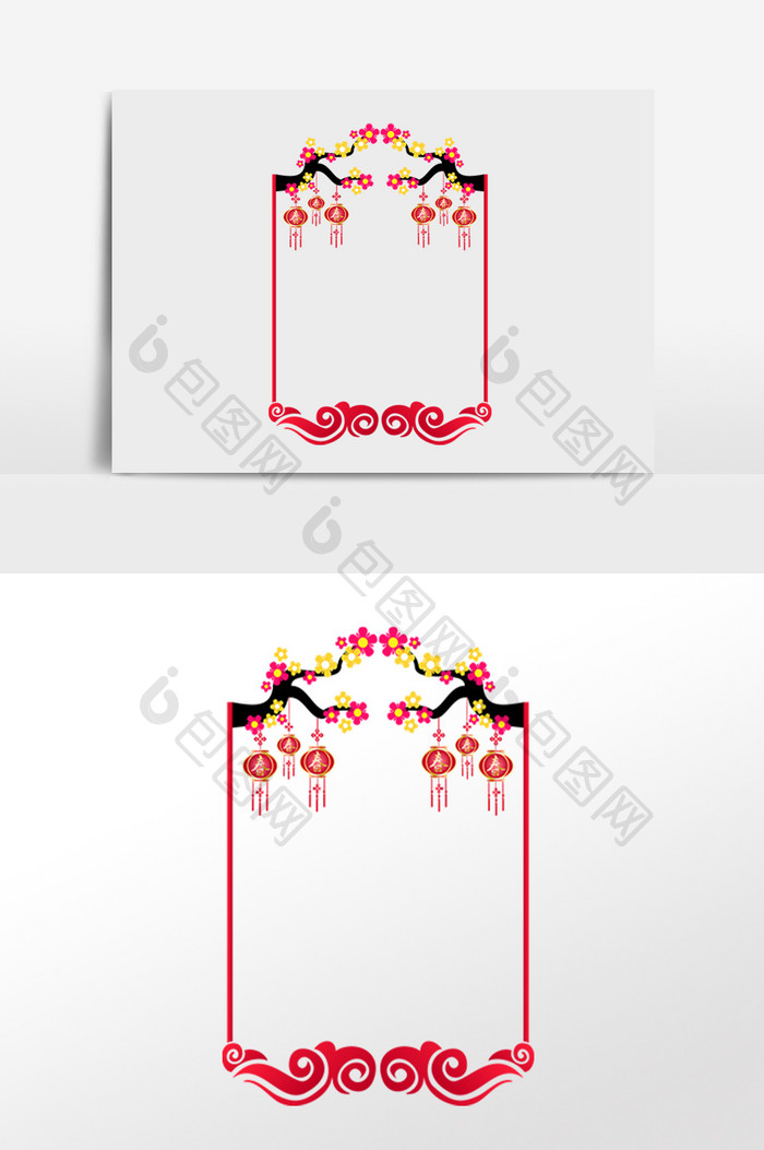 新年喜庆梅花边框