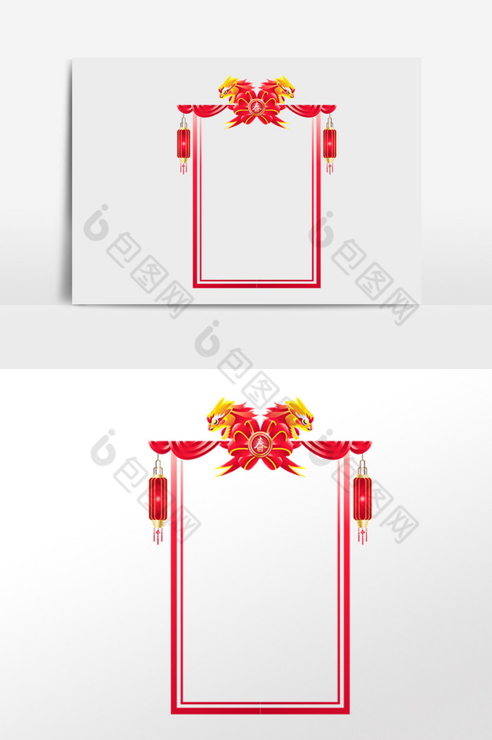 新年老鼠新年灯笼边框图片图片