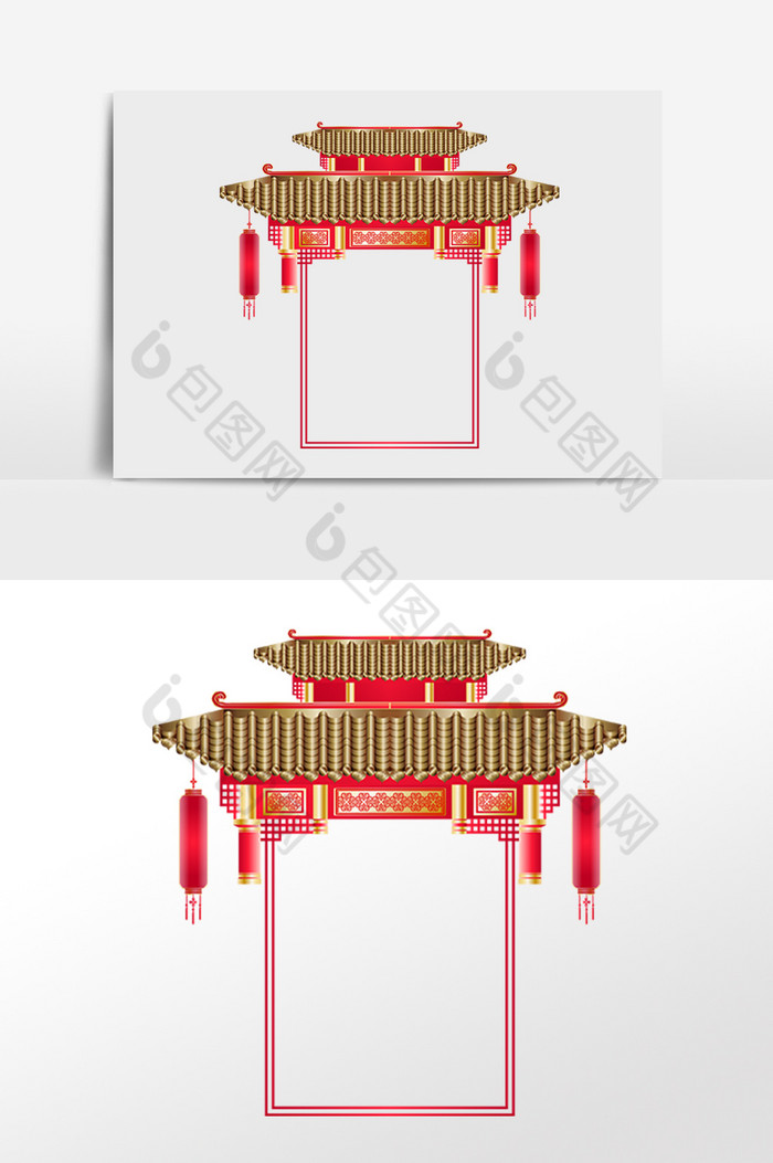 新年快乐门楼边框图片图片