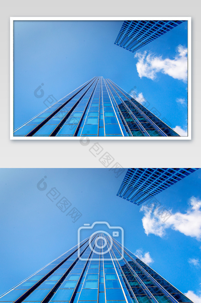 蓝色大气城市玻璃幕墙建筑摄影图