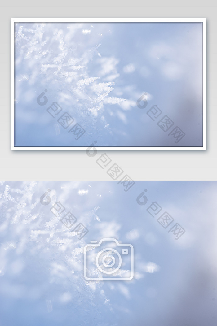 雪花上的冰晶微距图片