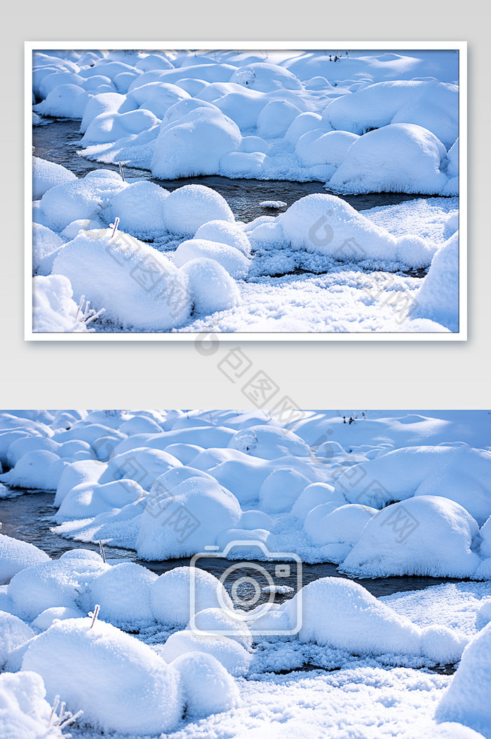 冬季草原河边雪景