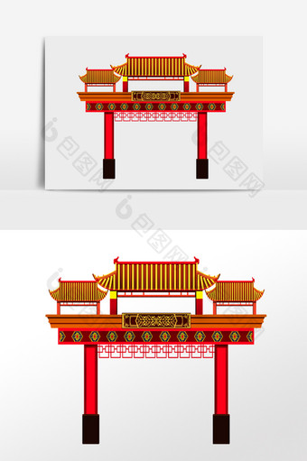 新年春节大门门楼图片