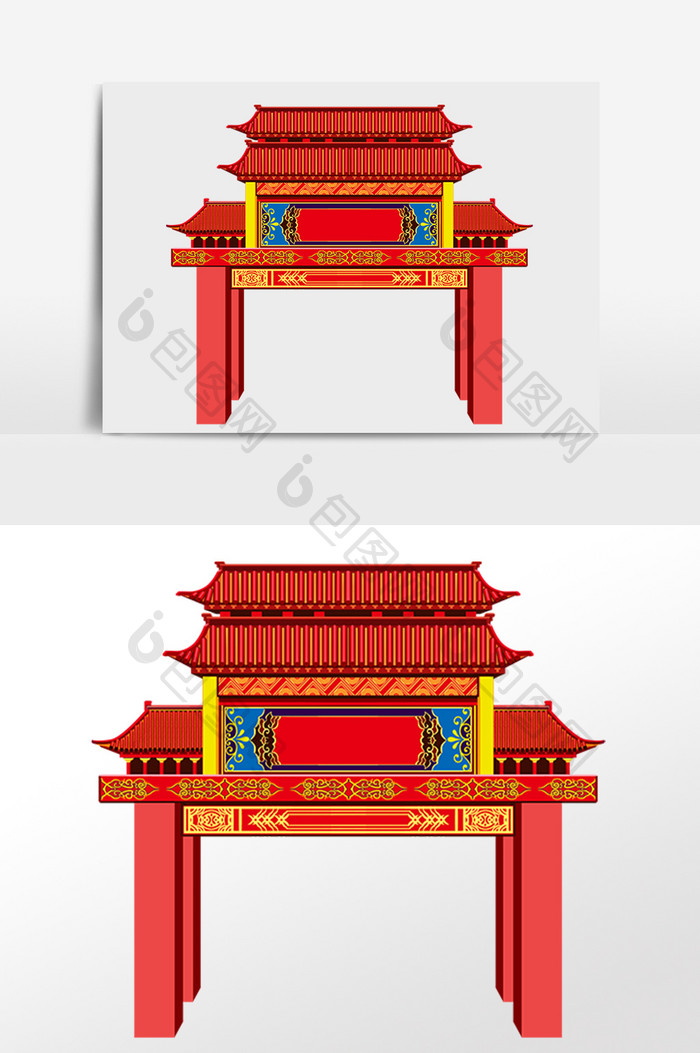 喜庆新年大门门楼