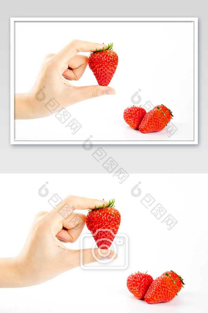 草莓用手拿着广告素材海报
