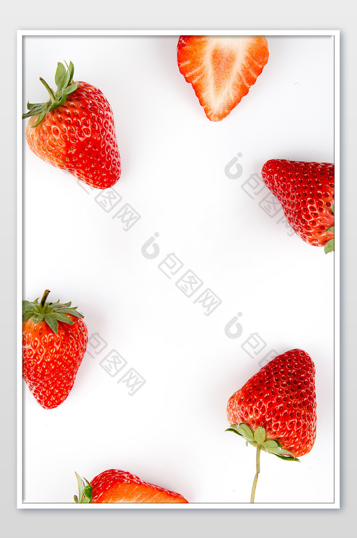 留白拍摄草莓水果红色