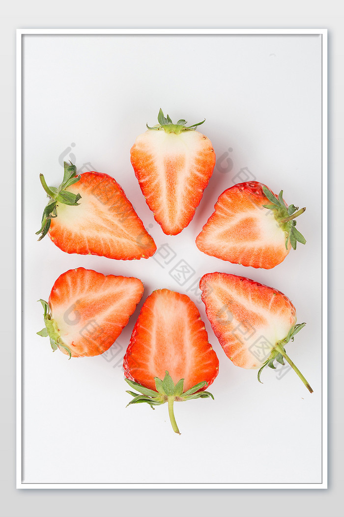 切半草莓水果竖版围成圆形图片图片