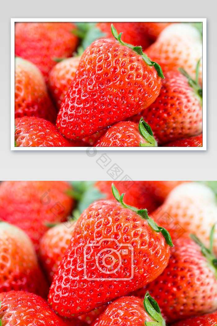 横版新鲜草莓售卖栏中水果