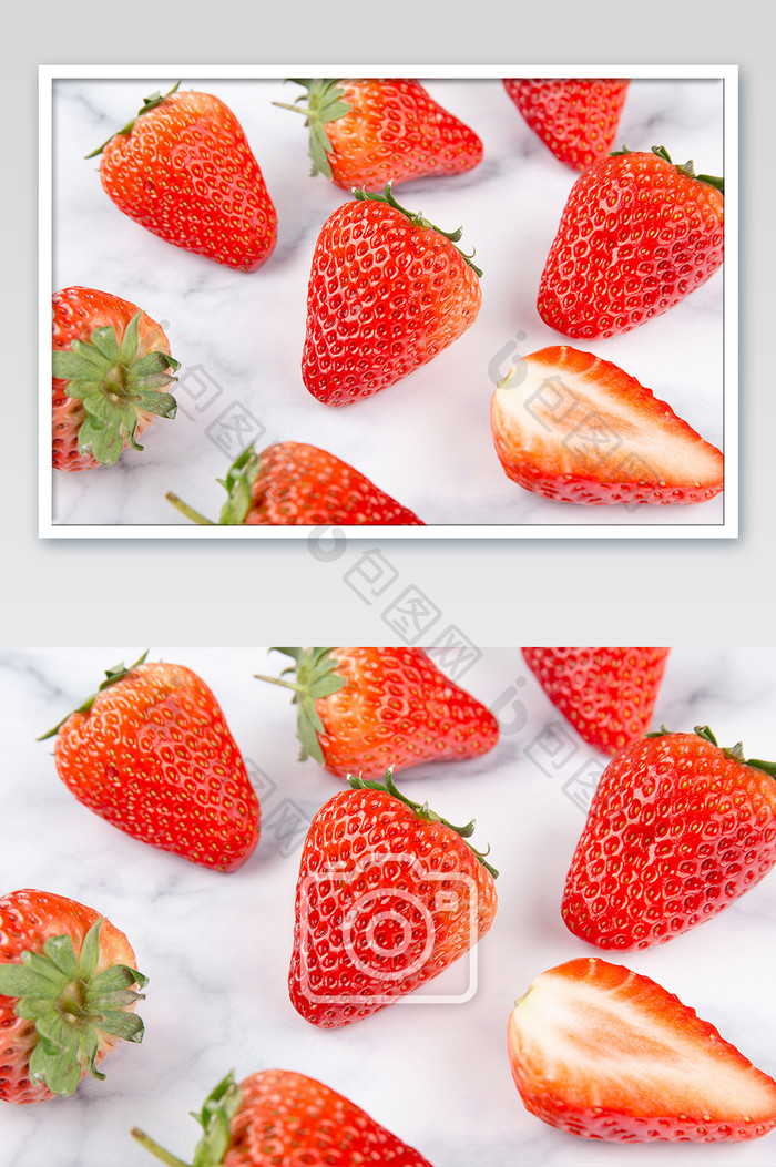 横版拍摄红色水果诱人的草莓