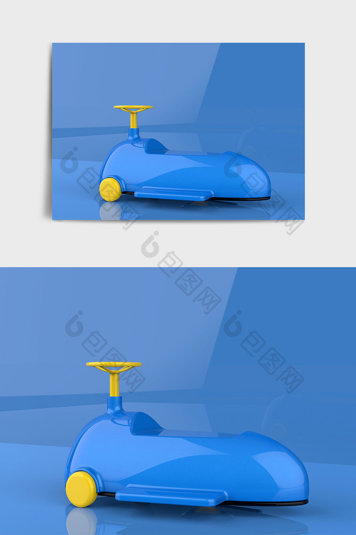 蓝色儿童玩具三轮车C4D模型