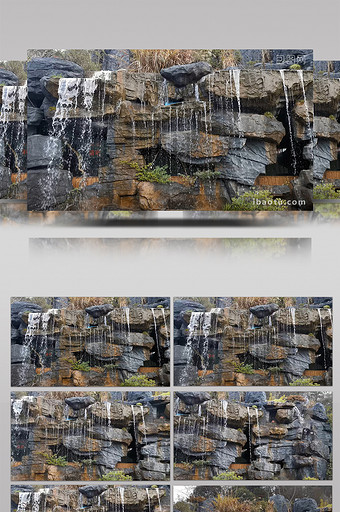 1080P实拍岩石瀑布图片