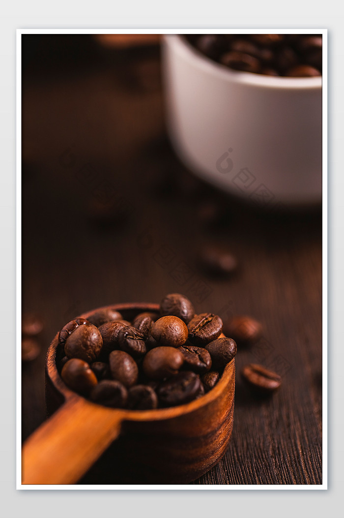咖啡豆暗调咖啡勺背景图片图片