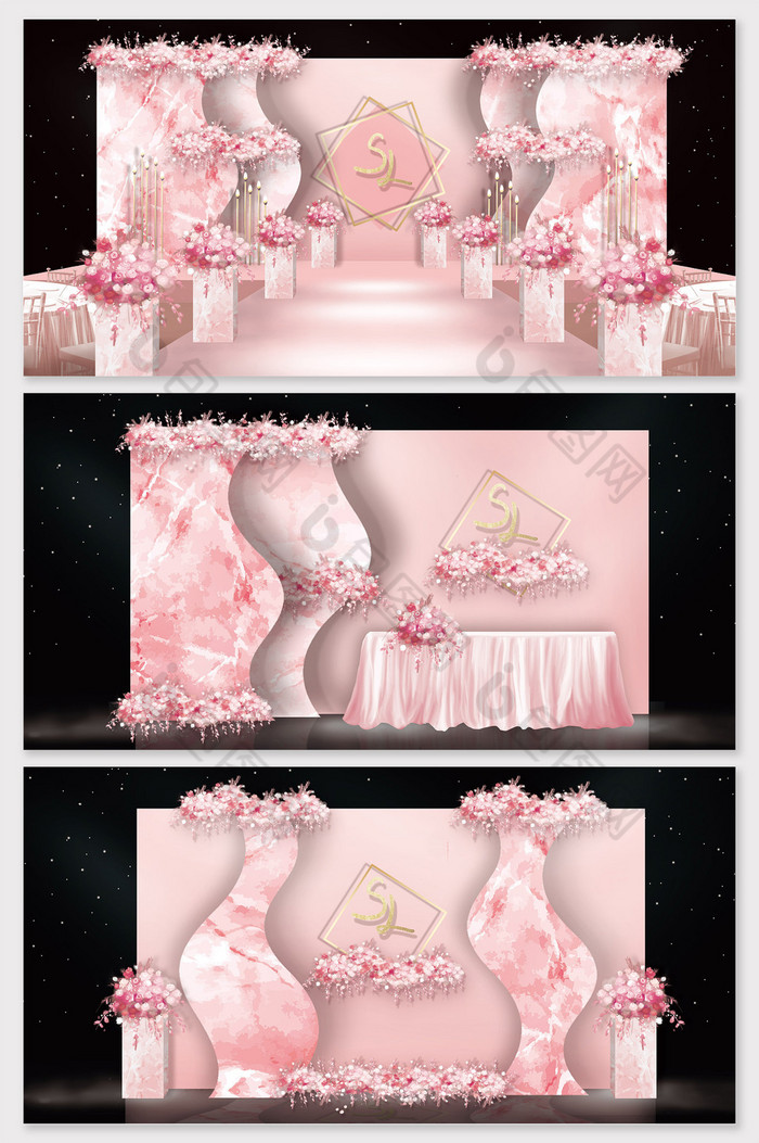 粉色婚礼公主粉粉色图片