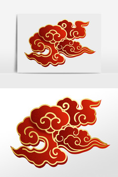 喜庆红金剪纸祥云红色祥云