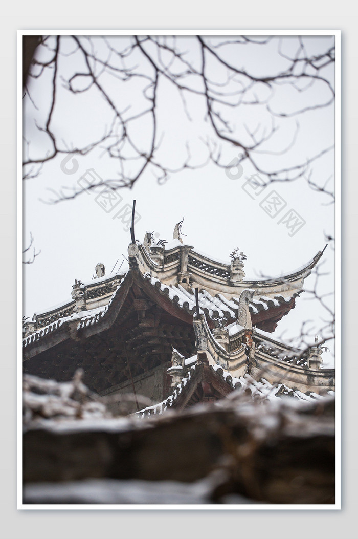 冬季古寺建筑摄影图片