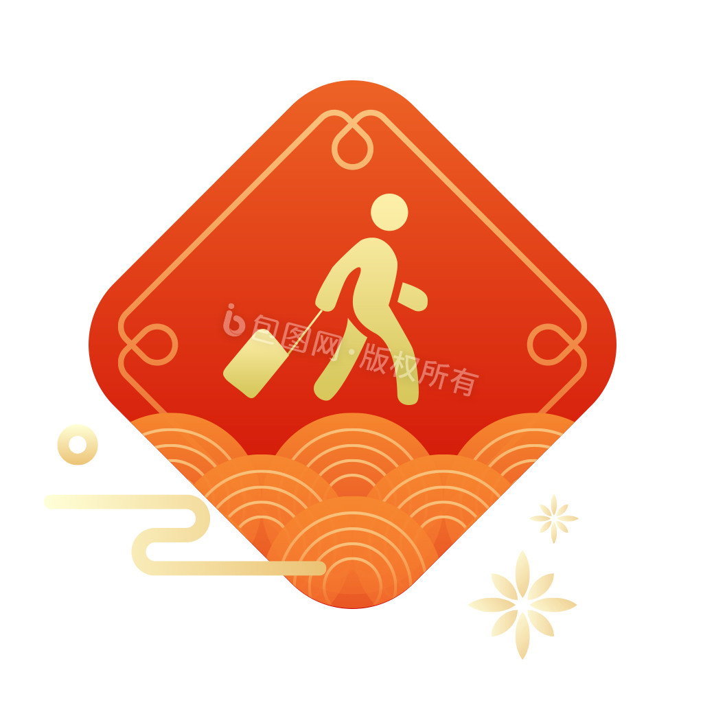 喜迎新春旅行图标路径动画icon动效-包图网