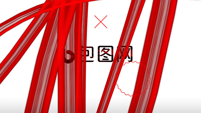 红色飘带缠绕笔刷揭示LOGO动画AE模板
