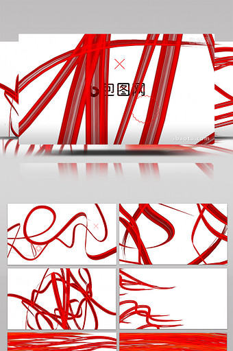 红色飘带缠绕笔刷揭示LOGO动画AE模板图片