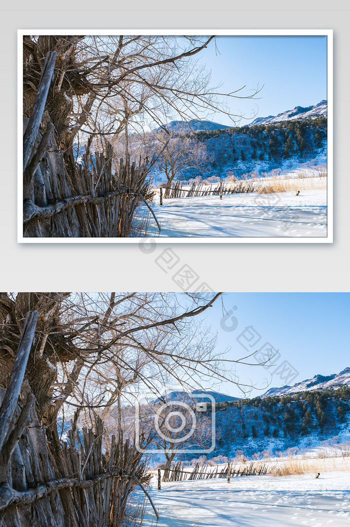 树木围栏雪原特色栏杆