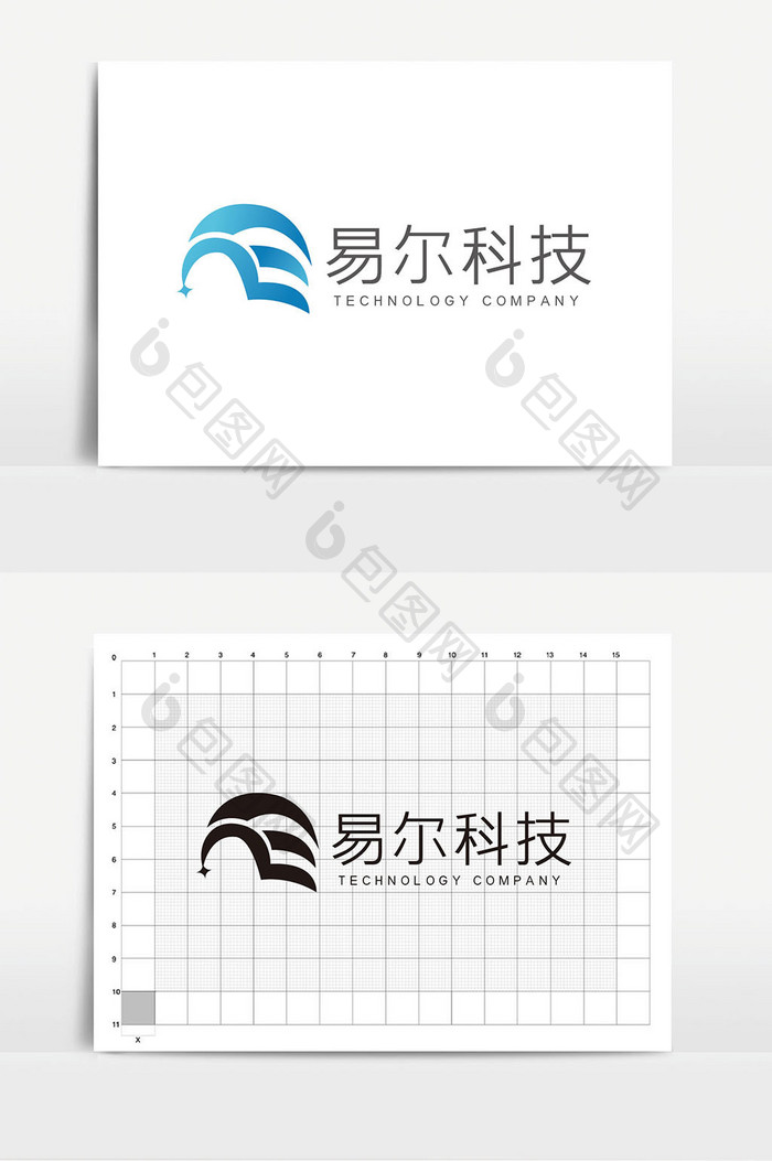 大气简约E字母商务科技logo标志