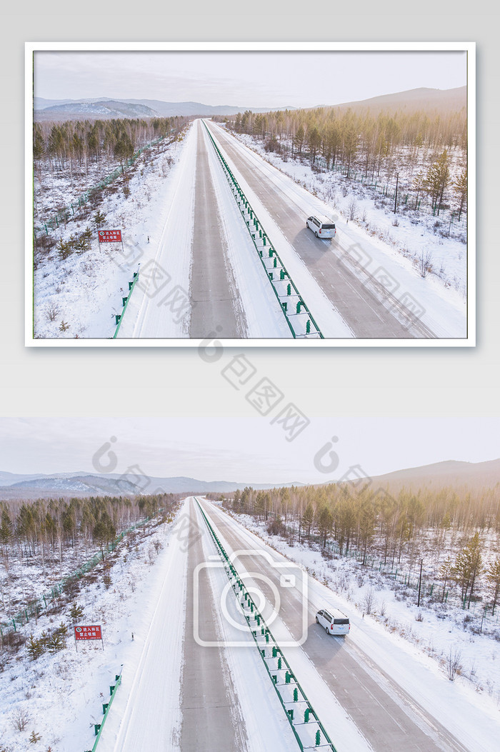 大气蜿蜒雪景北方公路雪景摄影图片图片