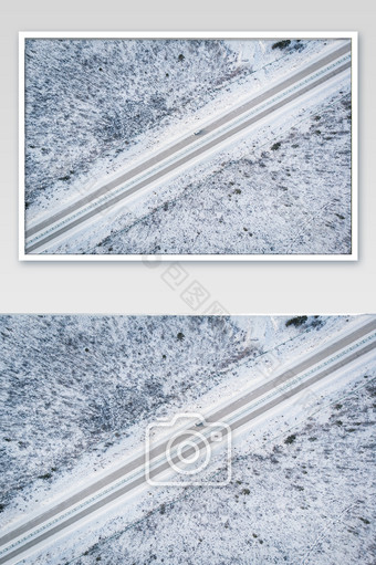大气蜿蜒雪景北方公路雪景笔直图片