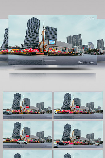 南昌城市乐盈广场转盘车流延时摄影实拍图片