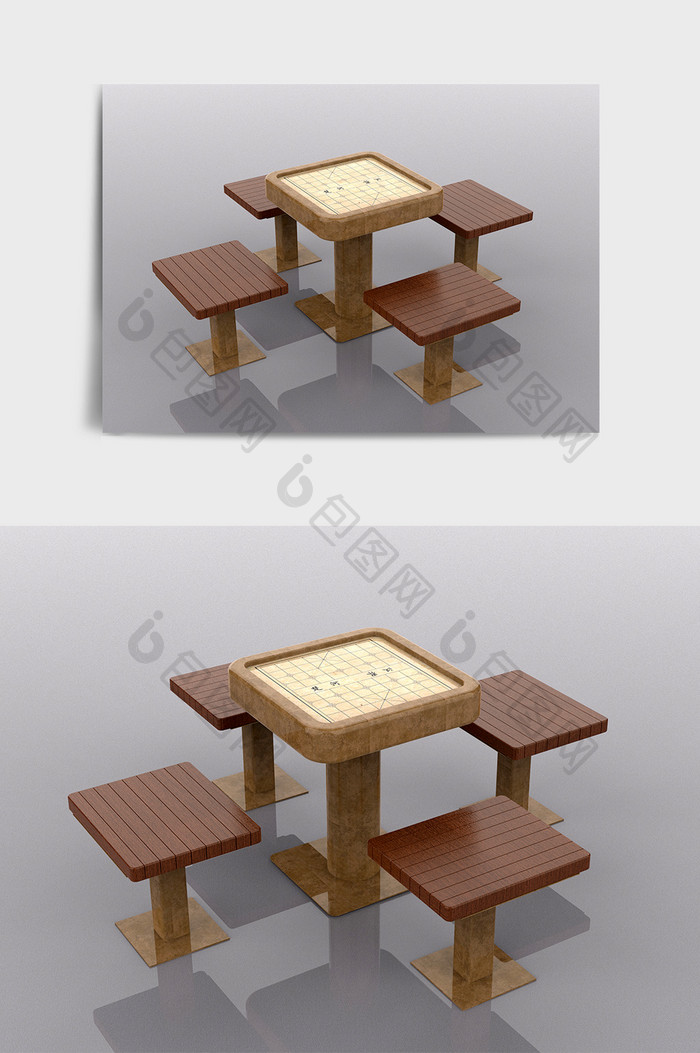 户外器材棋盘C4D模型