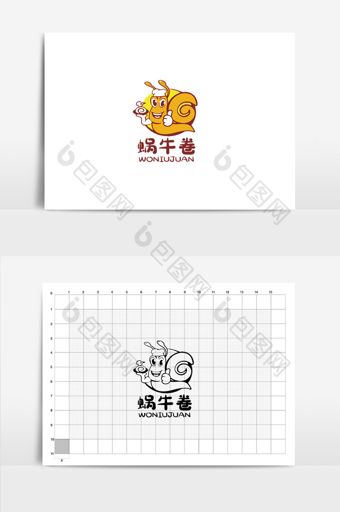 黄色蜗牛卷面食logo标志