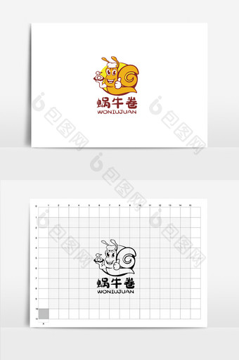 黄色蜗牛卷面食logo标志图片