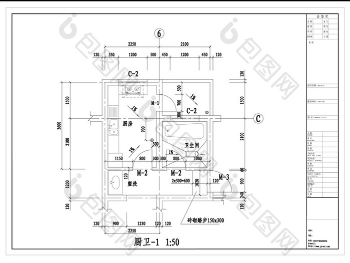 白色现代厨房卫生间施工图